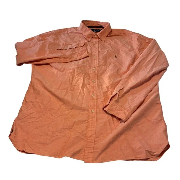 Ralph Lauren Mens Orange Button Down Oxford Classic Fit Shirt XXL - Picture 2 of 4